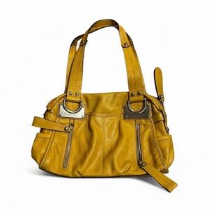Early 2000s b. makowsky yellow 100% leather chunky hobo bag